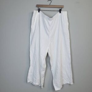 Eileen Fisher Womens 100% Linen Wide Leg Lantern Pants Size 3X White Beachy NWOT